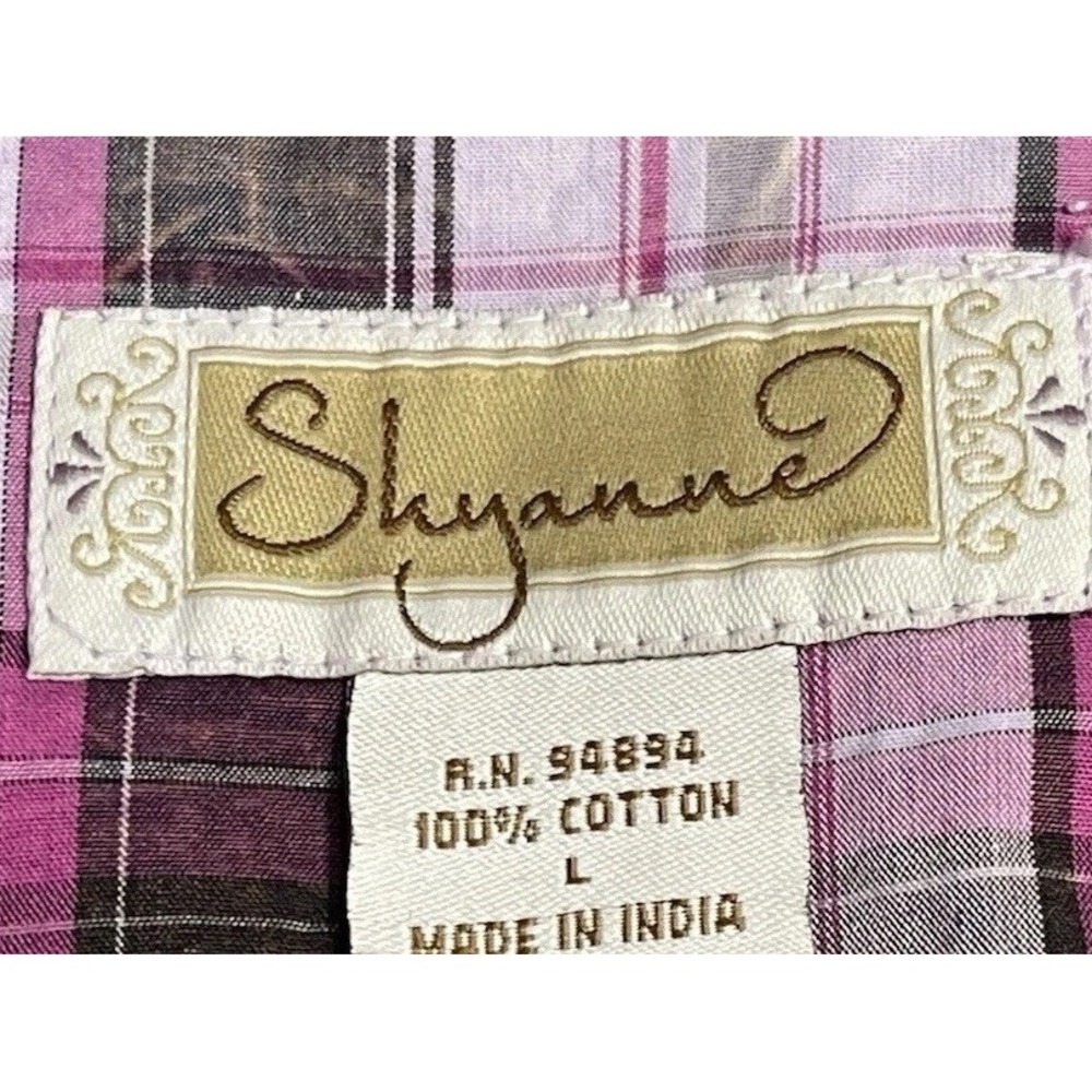 Shyanne Womens Pearl Snap Shirt Size XL Western Embroidered Rodeo Purple Plaid - Picture 5 of 7